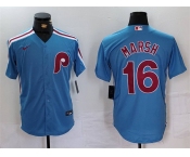 Men's Philadelphia Phillies #16 Brandon Marsh Blue Cool Base Stitched Jersey