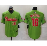 Men's Philadelphia Phillies #16 Brandon Marsh Number Green With Patch Stitched Cool Base Nike Jersey