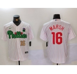 Men's Philadelphia Phillies #16 Brandon Marsh White Green Cool Base Stitched Jerseys