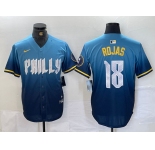 Men's Philadelphia Phillies #18 Johan Rojas Blue 2024 City Connect Limited Stitched Jersey