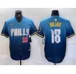 Men's Philadelphia Phillies #18 Johan Rojas Number Blue 2024 City Connect Limited Stitched Jersey