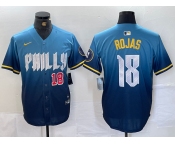 Men's Philadelphia Phillies #18 Johan Rojas Number Blue 2024 City Connect Limited Stitched Jersey