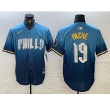 Men's Philadelphia Phillies #19 Cristian Pache Blue 2024 City Connect Limited Stitched Jersey