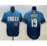 Men's Philadelphia Phillies #19 Cristian Pache Blue 2024 City Connect Limited Stitched Jerseys