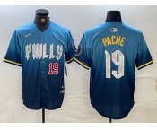 Men's Philadelphia Phillies #19 Cristian Pache Blue 2024 City Connect Limited Stitched Jerseys