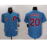 Men's Philadelphia Phillies #20 Mike Schmidt Number Light Blue Cooperstown Cool Base Jersey