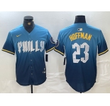 Men's Philadelphia Phillies #23 Jeff Hoffman Blue 2024 City Connect Limited Stitched Jersey