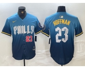 Men's Philadelphia Phillies #23 Jeff Hoffman Blue Number 2024 City Connect Limited Stitched Jersey