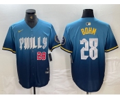 Men's Philadelphia Phillies #28 Alec Bohm Blue 2024 City Player Number Cool Base Stitched Jerseys