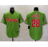 Men's Philadelphia Phillies #28 Alec Bohm Green With Patch Stitched Cool Base Nike Jersey