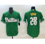 Men's Philadelphia Phillies #28 Alec Bohm Kelly Green Cool Base Jersey