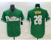 Men's Philadelphia Phillies #28 Alec Bohm Kelly Green Cool Base Jersey