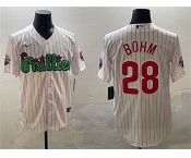 Men's Philadelphia Phillies #28 Alec Bohm White Phanatic Cool Base Stitched Jersey