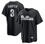 Men's Philadelphia Phillies #3 Bryce Harper Black Lights Out Limited Stitched Baseball Jersey