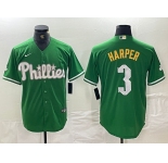 Men's Philadelphia Phillies #3 Bryce Harper Green 2024 City Connect Stitched Jersey