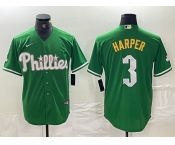 Men's Philadelphia Phillies #3 Bryce Harper Green 2024 City Connect Stitched Jersey