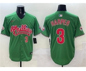 Men's Philadelphia Phillies #3 Bryce Harper Green Phanatic Limited Stitched Jersey