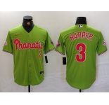 Men's Philadelphia Phillies #3 Bryce Harper Green Stitched Cool Base Nike Jersey