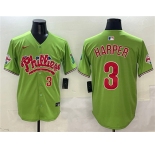 Men's Philadelphia Phillies #3 Bryce Harper Light Green Phanatic Limited Stitched Jersey