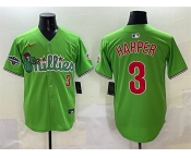 Men's Philadelphia Phillies #3 Bryce Harper Light Green Phanatic With 2024 Division Champions Patch Limited Stitched Jersey
