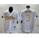 Men's Philadelphia Phillies #3 Bryce Harper Number White 2022 All Star Stitched Cool Base Nike Jersey