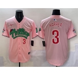 Men's Philadelphia Phillies #3 Bryce Harper Pink Phanatic Limited Stitched Jersey