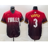 Men's Philadelphia Phillies #3 Bryce Harper Red 2024 City Cool Base Jersey
