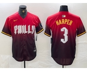 Men's Philadelphia Phillies #3 Bryce Harper Red 2024 City Cool Base Jersey