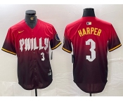 Men's Philadelphia Phillies #3 Bryce Harper Red 2024 City Player Number Cool Base Jersey