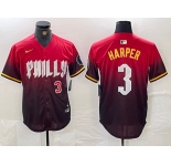 Men's Philadelphia Phillies #3 Bryce Harper Red 2024 City Player Number Cool Base Jerseys