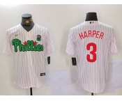 Men's Philadelphia Phillies #3 Bryce Harper White Green Cool Base Stitched Jersey