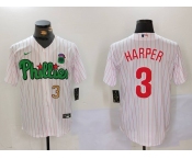 Men's Philadelphia Phillies #3 Bryce Harper White Green Cool Base Stitched Jerseys