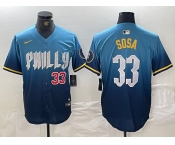Men's Philadelphia Phillies #33 Edmundo Sosa Blue 2024 City Connect Limited Stitched Jerseys