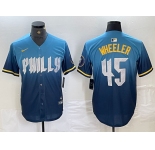 Men's Philadelphia Phillies #45 Zack Wheeler Blue 2024 City Cool Base Stitched Jersey