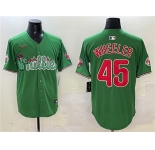 Men's Philadelphia Phillies #45 Zack Wheeler Green Phanatic Limited Stitched Jersey