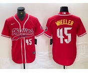 Men's Philadelphia Phillies #45 Zack Wheeler Number Red Cool Base Stitched Baseball Jersey