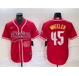 Men's Philadelphia Phillies #45 Zack Wheeler Number Red Cool Base Stitched Baseball Jerseys