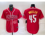 Men's Philadelphia Phillies #45 Zack Wheeler Number Red Cool Base Stitched Baseball Jerseys