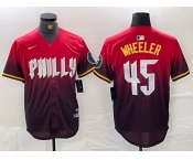 Men's Philadelphia Phillies #45 Zack Wheeler Red 2024 City Cool Base Jersey