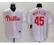 Men's Philadelphia Phillies #45 Zack Wheeler White Cool Base Stitched Jersey