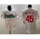 Men's Philadelphia Phillies #45 Zack Wheeler White Phanatic Cool Base Stitched Jersey