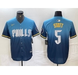 Men's Philadelphia Phillies #5 Bryson Stott Blue 2024 City Cool Base Stitched Jersey
