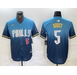 Men's Philadelphia Phillies #5 Bryson Stott Blue 2024 City Player Number Cool Base Stitched Jerseys