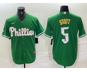 Men's Philadelphia Phillies #5 Bryson Stott Green 2024 City Connect Stitched Jersey