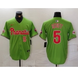 Men's Philadelphia Phillies #5 Bryson Stott Number Green With Patch Stitched Cool Base Nike Jersey