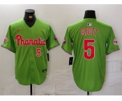 Men's Philadelphia Phillies #5 Bryson Stott Number Green With Patch Stitched Cool Base Nike Jersey