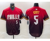 Men's Philadelphia Phillies #5 Bryson Stott Red 2024 City Player Number Cool Base Jersey