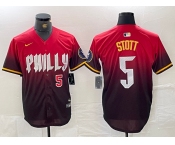 Men's Philadelphia Phillies #5 Bryson Stott Red 2024 City Player Number Cool Base Jerseys