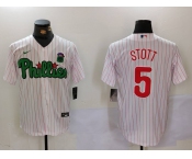 Men's Philadelphia Phillies #5 Bryson Stott White Green Cool Base Stitched Jersey