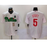 Men's Philadelphia Phillies #5 Bryson Stott White Green Cool Base Stitched Jerseys